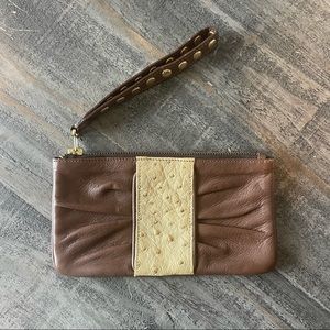 Be & D Brown Leather Wristlet Wallet